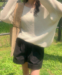 ニット ルーズフィットボートネックサマーニット6色 BEIGE