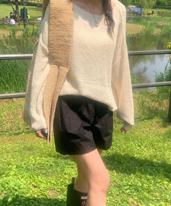 ニット ルーズフィットボートネックサマーニット6色 BEIGE