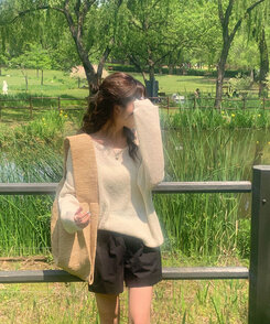 ニット ルーズフィットボートネックサマーニット6色 BEIGE