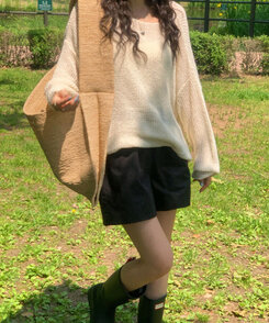 ニット ルーズフィットボートネックサマーニット6色 BEIGE