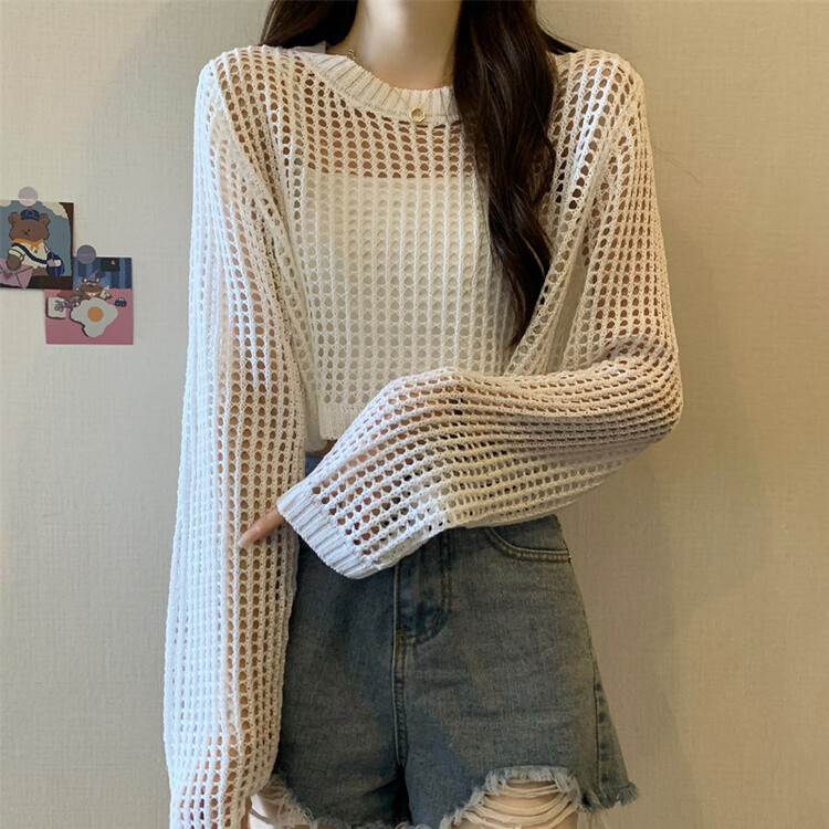 クロップサマーシースルーニット ホワイト