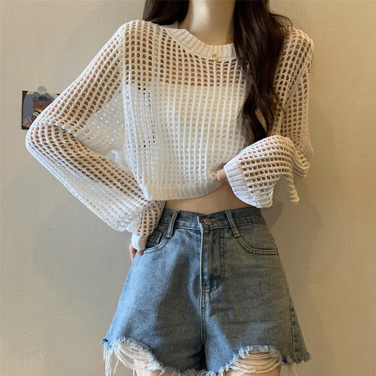 クロップサマーシースルーニット ホワイト
