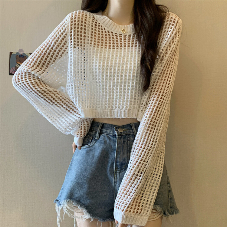 クロップサマーシースルーニット ホワイト