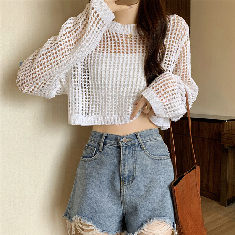 クロップサマーシースルーニット ホワイト