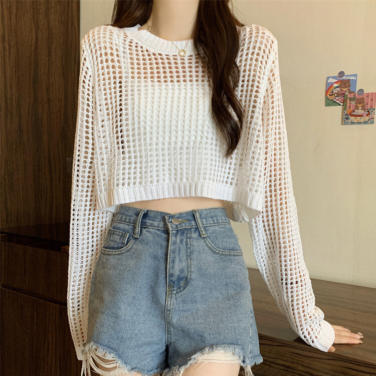 クロップサマーシースルーニット ホワイト