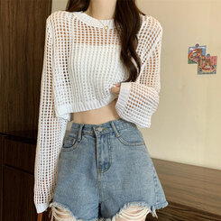 クロップサマーシースルーニット ホワイト