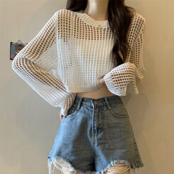 クロップサマーシースルーニット ホワイト