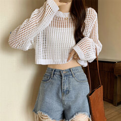 クロップサマーシースルーニット ホワイト