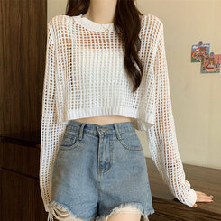 クロップサマーシースルーニット ホワイト
