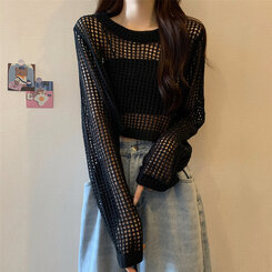 クロップサマーシースルーニット ブラック