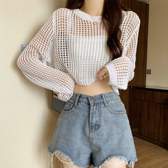 クロップサマーシースルーニット ホワイト