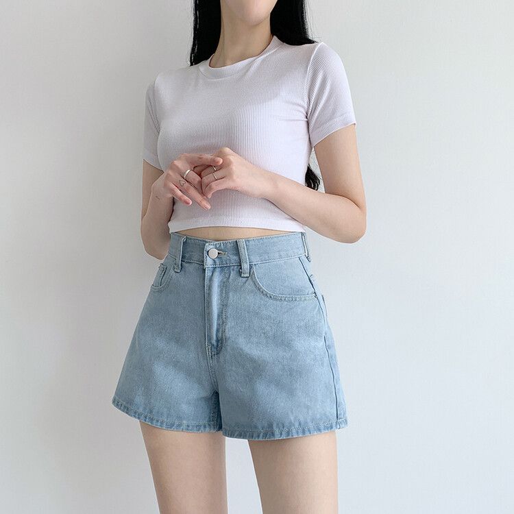 デニムショートパンツ Mサイズ相当 ライトブルー デニムショートパンツ: ボトムス｜ハニーズ公式通販