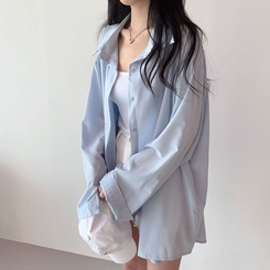 ルーズフィットシャツブラウス SKY BLUE