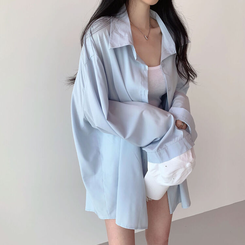 ルーズフィットシャツブラウス SKY BLUE