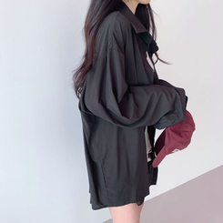 ルーズフィットシャツブラウス BLACK