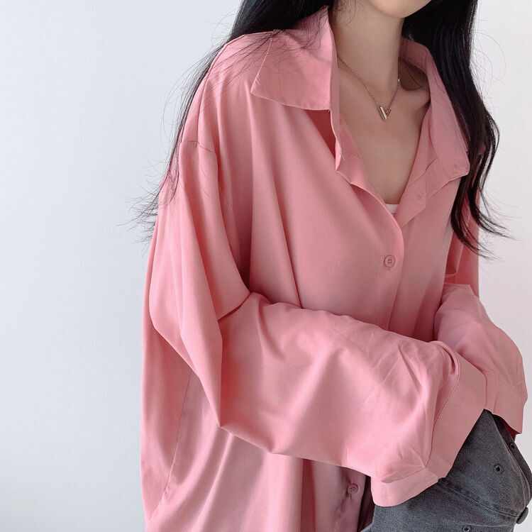 ルーズフィットシャツブラウス PINK