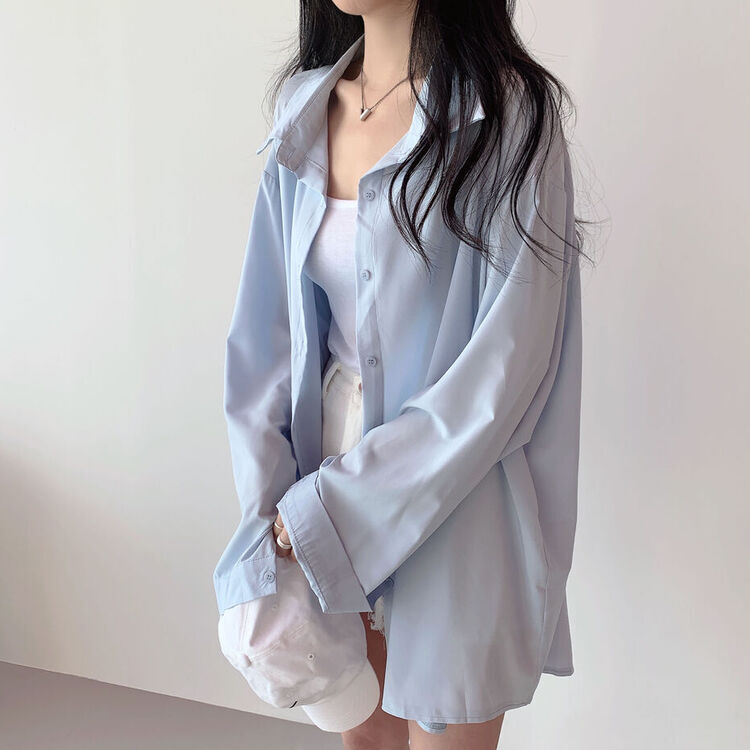 ルーズフィットシャツブラウス SKY BLUE