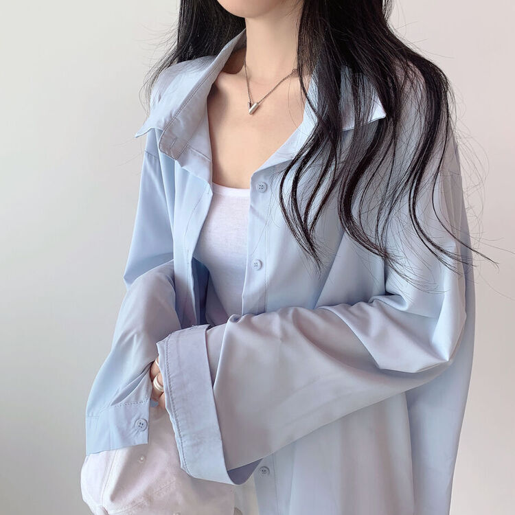 ルーズフィットシャツブラウス SKY BLUE