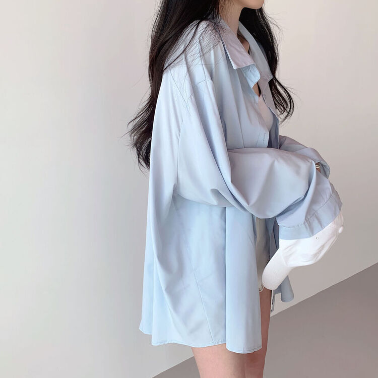 ルーズフィットシャツブラウス SKY BLUE