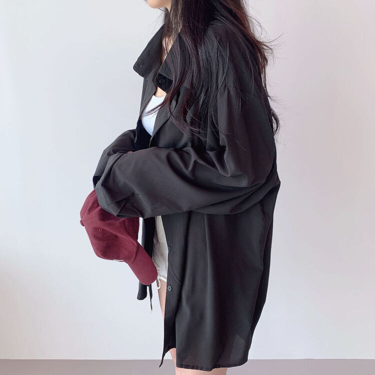 ルーズフィットシャツブラウス BLACK