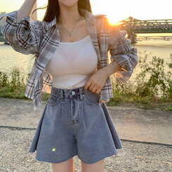 シャツ チェックシースルークロップサマーシャツ IVORY