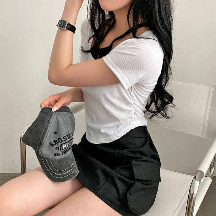 ゆっき様　サカイ　リネンキャミソールレイヤード半袖Tシャツ ◇【110-140cm】ユニフォーム風レイヤードTシャツ（Tシャツ