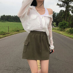 ミニスカート トレーニングポケットカーゴスカート KHAKI