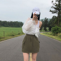ミニスカート トレーニングポケットカーゴスカート KHAKI