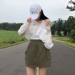 ミニスカート トレーニングポケットカーゴスカート KHAKI