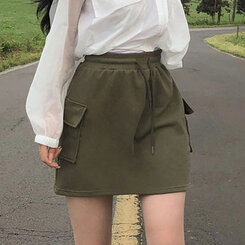 ミニスカート トレーニングポケットカーゴスカート KHAKI
