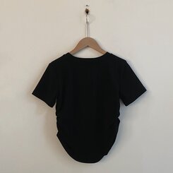 半袖Tシャツ エンボスシャーリングレタリングクロップTシャツ6色