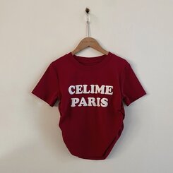 半袖Tシャツ エンボスシャーリングレタリングクロップTシャツ6色