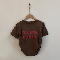 半袖Tシャツ エンボスシャーリングレタリングクロップTシャツ6色