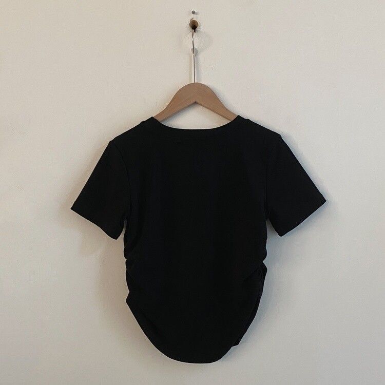 エンボスシャーリングレタリングクロップTシャツ6色