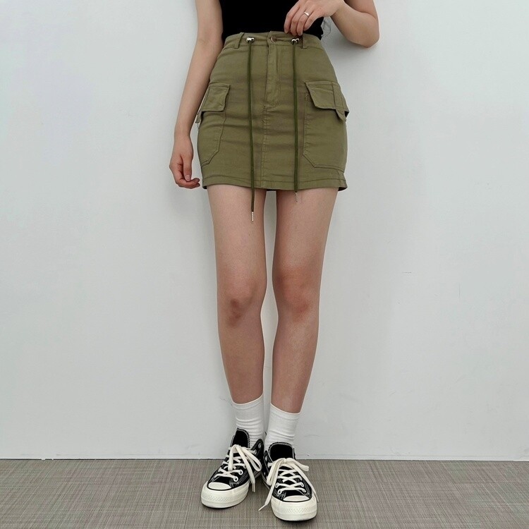 カーゴストリングハイウエストミニスカートパンツ｜ミニスカート｜韓国