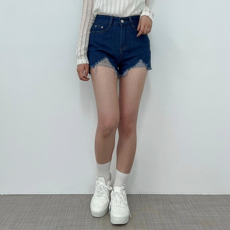 ダメージショートデニムパンツ5色｜ショートパンツ｜韓国ファッション