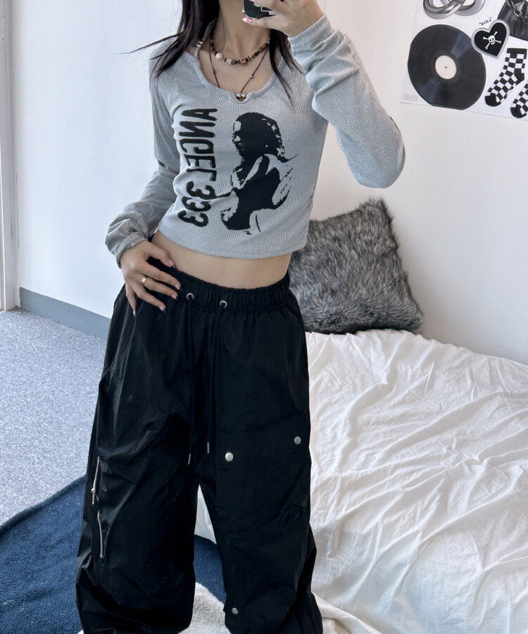 ANGEL333プリントボールストラップ長袖Tシャツ｜長袖Tシャツ