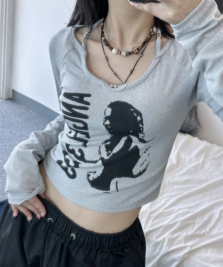 ANGEL333プリントボールストラップ長袖Tシャツ｜長袖Tシャツ