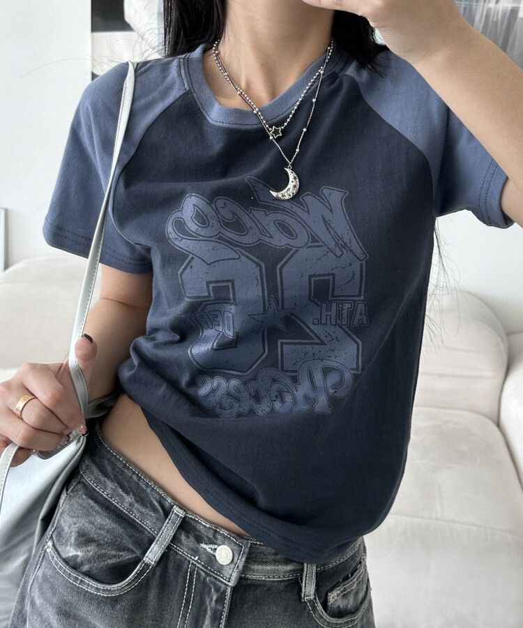 クロップバイカラーTシャツ｜半袖Tシャツ｜韓国ファッション