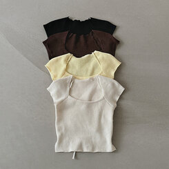 ニット バックリボンクロップTシャツ