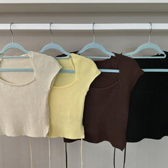 ニット バックリボンクロップTシャツ