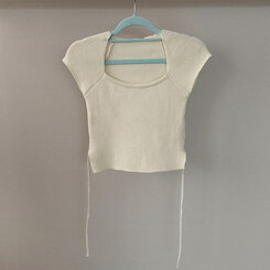 ニット バックリボンクロップTシャツ