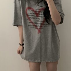 オーバーフィットレタリングTシャツ GRAY