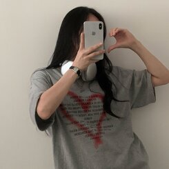 オーバーフィットレタリングTシャツ GRAY