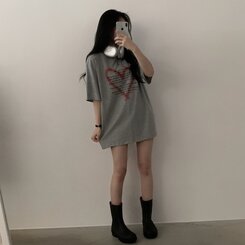 オーバーフィットレタリングTシャツ GRAY