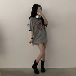 オーバーフィットレタリングTシャツ GRAY