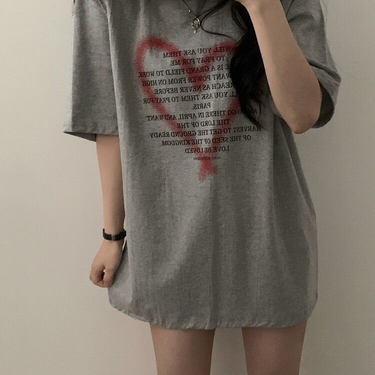 オーバーフィットレタリングTシャツ GRAY