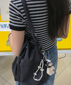バッグ 2WAYナイロンポケットショルダークロスバッグ BLACK