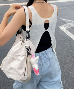 バッグ 2WAYナイロンポケットショルダークロスバッグ IVORY