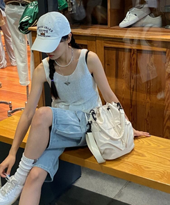 バッグ 2WAYナイロンポケットショルダークロスバッグ IVORY